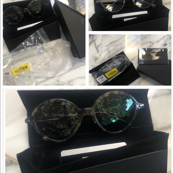 DIOR 2023 FASHION FORWARD COLOR IS  “GREEN” RUNWAY FOLIAGE ROUND SUNGLASSES - Picture 16 of 16